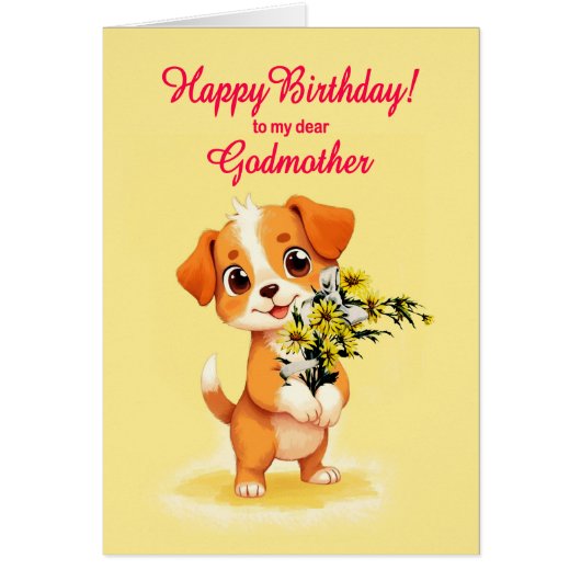 Godmère Anniversaire Chiot et Fleurs (Devant)
