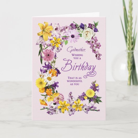 Godmoeder Birthday Flower Lijst Card Kaart (Voorkant)