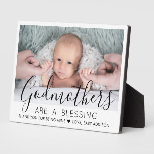 Godmoeder Dank je Baptisme of Christening Foto Fotoplaat