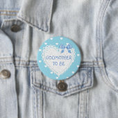 Godmoeder om blauw hart Baby shower Button te zijn (In situ)
