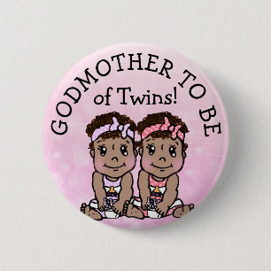 Godmoeder om tweeling te zijn, Etnische Baby showe Ronde Button 5,7 Cm