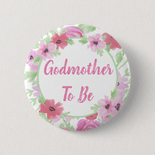 Godmoeder om Waterverf Floral Baby shower te worde Ronde Button 5,7 Cm
