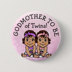 Godmoeder van Twins, Hispanic Baby shower Ronde Button 5,7 Cm
