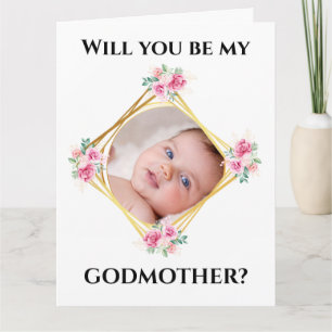 Godmoeder vraagt DIY baby foto goud lijst Kaart