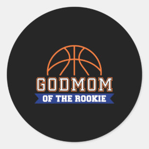 Godmom van Rookie 1e verjaardag Bysketbyll Theme M Ronde Sticker