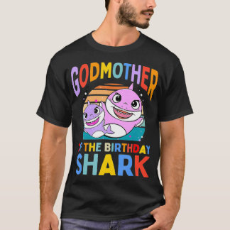 Godmother of the Birthday Shark Godparent Matching T-shirt