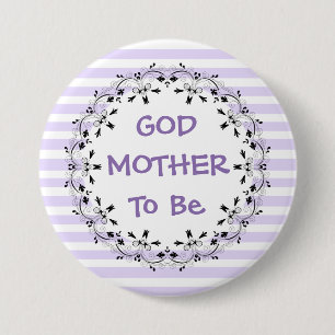Godmother om Paarse gestreepte Baby showers Button