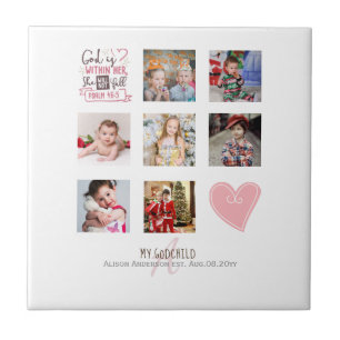 GODMOTHER PHOTO COLLAGE Gift met vers kan bewerken Tegeltje
