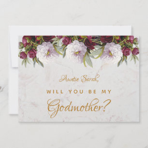 Godmother Proposal Bourgogne pioenen Floral Marble Kaart