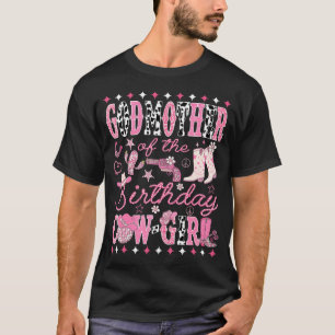 Godmother Van De Verjaardag Cow-Girl Roze Rodeo T-shirt