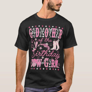 Godmother Van De Verjaardag Cow-Girl Roze Rodeo T-shirt