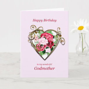 Godmother Verjaardag Antiek beschilderde Rozen Kaart