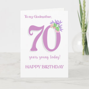 Godmother's 70th Birthday Lavendel en Rozen Kaart