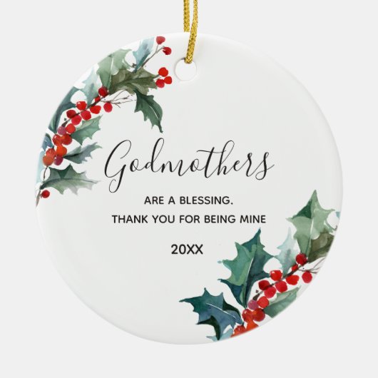 Godmothers Red Floral Kerstmis Keramisch Ornament (Voorkant)
