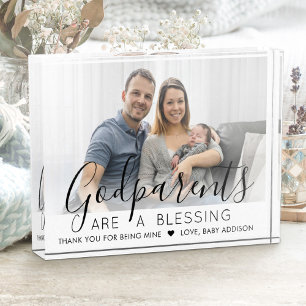 Godouders Dank je Baptisme of Christening Modern Fotoblokken