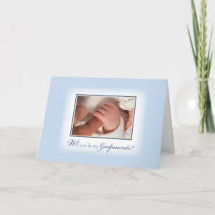 Godouders Uitnodiging met Baby Boy Hands, Blauw