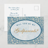 Godouders Voorstel Blue Floral Morris Pattern Briefkaart (Voorkant / Achterkant)