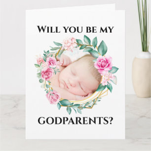 Godouders vragen bloemenkrans DIY foto lijst Kaart