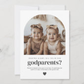 Godparents Arched Photo Proposal Girl Twins Kaart (Voorkant)