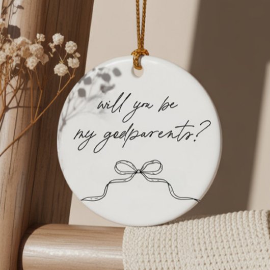 Godparents Handwritten Bow Proposal Keramisch Ornament