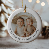 Godparents Photo Proposal Girl Boy Twins Keramisch Ornament
