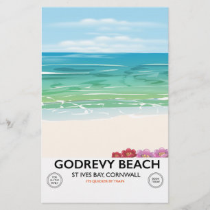 Godrevy Beach St Ives Bay, Cornwall reisposter Briefpapier