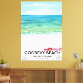 Godrevy Beach St Ives Bay Cornwall reisposter Canvas Afdruk (Insitu (Woonkamer))