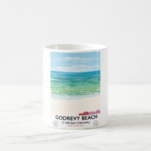 Godrevy Beach St Ives Bay Cornwall reisposter Koffiemok
