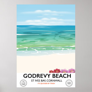 Godrevy Beach St Ives Bay Cornwall reisposter Poster