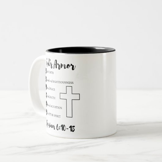 Gods Armor Cross Christelijke Mok Jezus Scripture (Voorkant links)