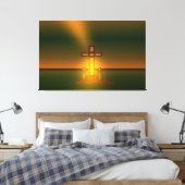 Gods Aura Licht over het Kruis van Christus Canvas Afdruk (Insitu (Slaapkamer))