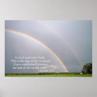 Gods belofte aan Noah in de regenboog Poster