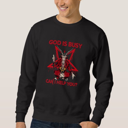 God's Busy Can I Help You Satan Devil Sarcasm Occu Trui (Voorkant)