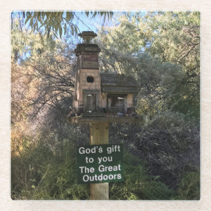 Gods cadeau, geweldig buitenshuis, grappig teken glazen onderzetter