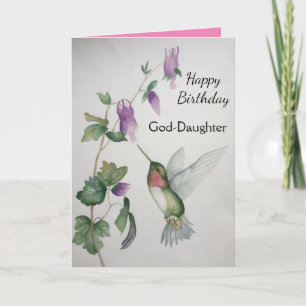 Gods dochter Birthday Hummingbird Garden Kaart