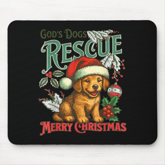 God's Dogs Rescue Christmas Santa Golden Retriever Muismat (Voorkant)