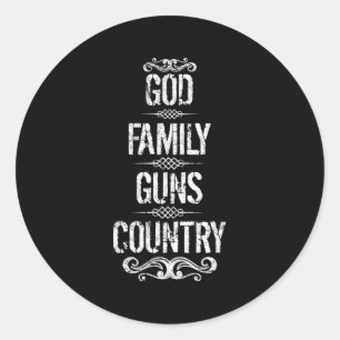 Gods Familie Pistolen Land Ronde Sticker