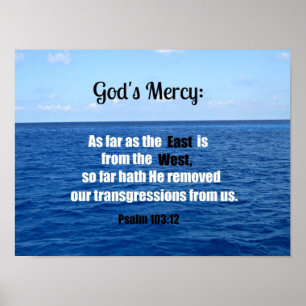 Gods genade: psalm 103:12 poster
