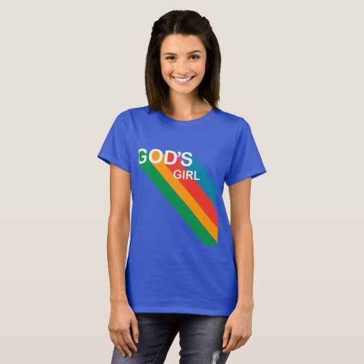 God's Girl Retro Rainbow Script Christelijk T-shirt (Voorkant volledig)