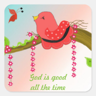 God's Goedheid Vogel op een Tak Vierkante Sticker