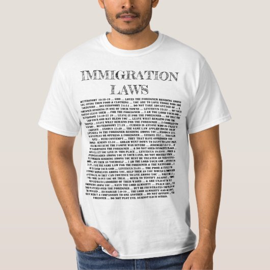 Gods immigratiewetten t-shirt (Voorkant)