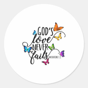 God's liefde faalt nooit - Vlinderkunst - Religieu Ronde Sticker