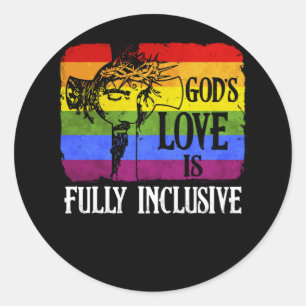 God's liefde is volledig inclusief LGBT Gay Christ Ronde Sticker