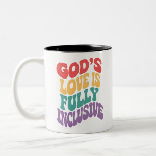 God's Love is Volledig Inclusief Christelijk Jezus Tweekleurige Koffiemok