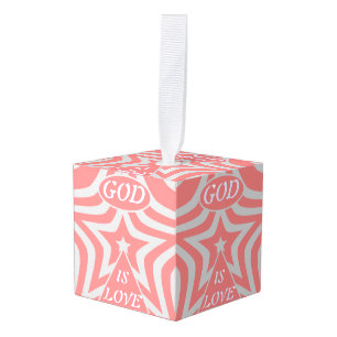 God's Love Star Pastel Roze- Serene Geloof Aandenk Kubus Ornament