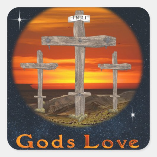 Gods Love Vierkante Sticker (Voorkant)