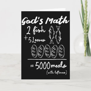 God's Math 2 Vissen 5 Broden 5000 Maaltijden T-shi Kaart