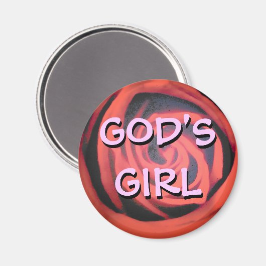 Gods Meisje met Roos en schaduw Magneet (Voorkant / Achterkant)