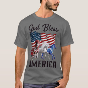 Gods naakte Amerikaanse paarden Vlag vierde juli T-shirt