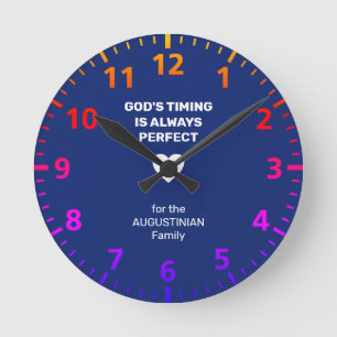 GOD'S TIMING ALTIJD PERFECT Aangepast blauw Ronde Klok